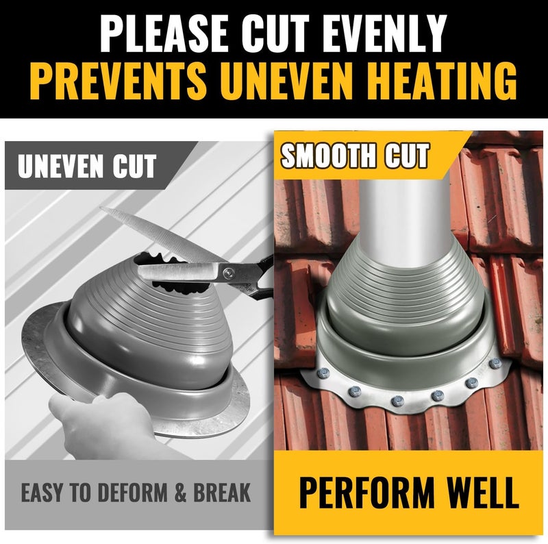 VIVIDA #7 Silicone Metal Roof Pipe Flashing Boot, High Temp Flexible Roof Jack Vent Boot for Pipe OD 6" to 11", Screws & Hex Socket Included, Gray, 1 Pack - Image 3